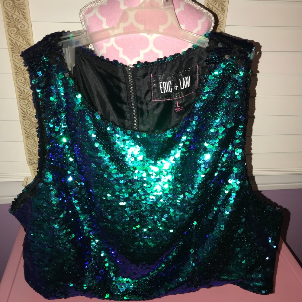 Eric & lani green sequins crop top
